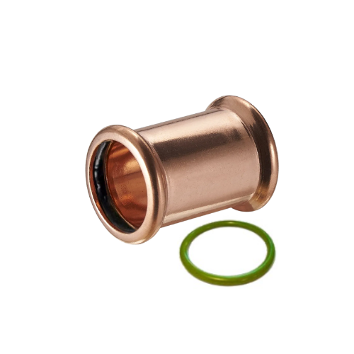 M-Press Fittings - Copper FKM for Solar, High Temp, Compressed Air & Industrial Heating - M-Profile - Press Fit - Straight Coupling - 108mm