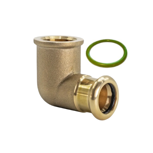 M-Press Fittings - Copper FKM for Solar, High Temp, Compressed Air & Industrial Heating - M-Profile - Press Fit - Female Iron Elbow - 15mm x 1/2"