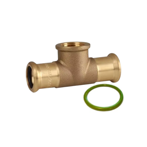 M-Press Fittings - Copper FKM for Solar, High Temp, Compressed Air & Industrial Heating - M-Profile - Press Fit - Female Iron Branch Tee - 22mm x 22mm x 1/2"