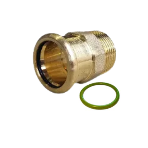 M-Press Fittings - Copper FKM for Solar, High Temp, Compressed Air & Industrial Heating - M-Profile - Press Fit - Male Iron Coupling - 42mm x 1 1/2"