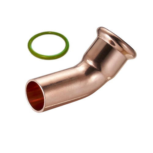M-Press Fittings - Copper FKM for Solar, High Temp, Compressed Air & Industrial Heating - M-Profile - Press Fit - Obtuse Street Bend - 54mm