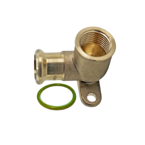 M-Press Fittings - Copper FKM for Solar, High Temp, Compressed Air & Industrial Heating - M-Profile - Press Fit - Wallplate Elbow - 15mm x 1/2"