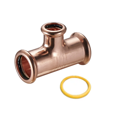 M-Press Fittings - Copper Gas - M-Profile - Press Fit - Branch Reducing Tee - 108mm x 108mm x 76mm