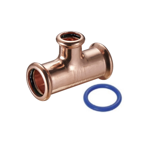 M-Press Fittings - Copper Steam - M-Profile - Press Fit - Branch Reducing Tee - 22mm x 22mm x 15mm