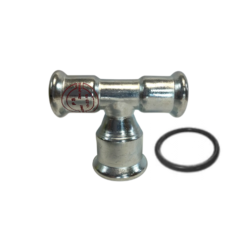 M-Press Fittings - Carbon Steel - M-Profile - Press Fit - Both Ends Reducing Tee - 22mm x 22mm x 28mm