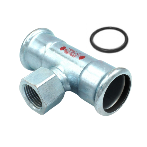 M-Press Fittings - Carbon Steel - M-Profile - Press Fit - Female Iron Branch Tee - 42mm x 42mm x 1/2"