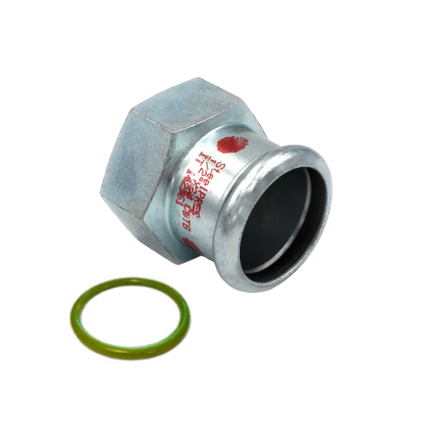 M-Press Fittings - Carbon Steel FKM for Solar, High Temp, Compressed Air & Industrial Heating - M-Profile - Press Fit - Female Iron Coupling - 15mm x 1/2"