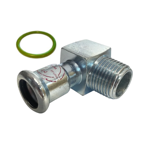 M-Press Fittings - Carbon Steel FKM for Solar, High Temp, Compressed Air & Industrial Heating - M-Profile - Press Fit - Male Transition Elbow - 15mm x 1/2"