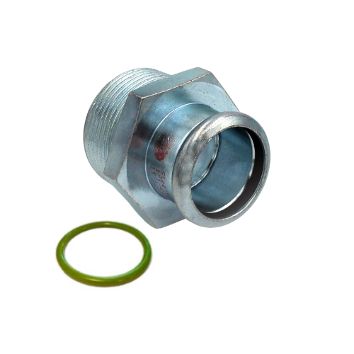 M-Press Fittings - Carbon Steel FKM for Solar, High Temp, Compressed Air & Industrial Heating - M-Profile - Press Fit - Male Iron Coupling - 15mm x 3/8"