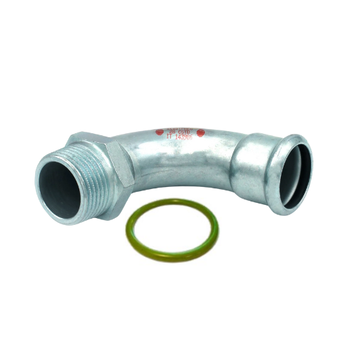 M-Press Fittings - Carbon Steel FKM for Solar, High Temp, Compressed Air & Industrial Heating - M-Profile - Press Fit - Male Iron Elbow - 42mm x 1 1/2"