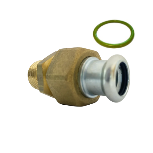 M-Press Fittings - Carbon Steel FKM for Solar, High Temp, Compressed Air & Industrial Heating - M-Profile - Press Fit - Male Union with Flat Seal - 22mm x 3/4"