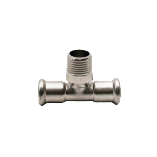 Press Fit Male Iron Branch Reducing Tee - M Profile - Stainless Steel Water - 28mm x 28mm x 1/2"