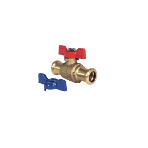 M-Profile - Press Fit - Water - Red & Blue Handle Butterfly Ball Valve - 22mm