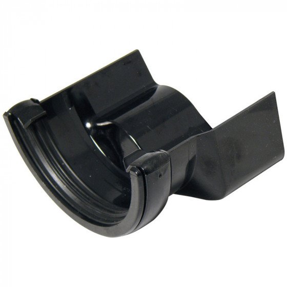 FloPlast 112mm Half Round to Half Round Cast Iron Ogee - Gutter Adaptor Left Hand - Black - RD4B