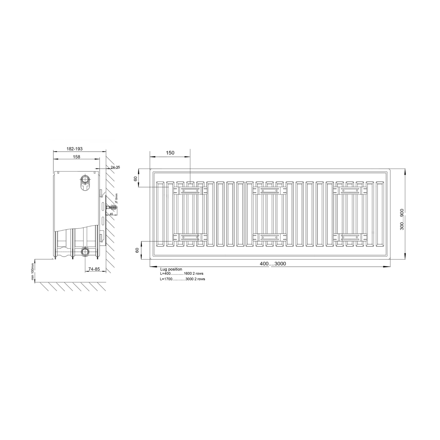 Revive2 Compact Radiator - Triple Panel K3 - 700mm x 2000mm