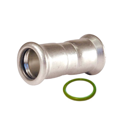 M-Press Fittings - Stainless Steel 304 MXL FKM for Solar, High Temp, Compressed Air & Industrial Heating - M-Profile - Press Fit - Straight Coupling - 139.7mm