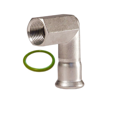 M-Press Fittings - Stainless Steel 304 FKM for Solar, High Temp, Compressed Air & Industrial Heating - M-Profile - Press Fit - Female Iron Elbow - 35mm x 1 1/4"