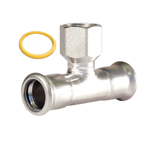 M-Press Fittings - Stainless Steel 304 Gas - M-Profile - Press Fit - Female Iron Branch Tee - 28mm x 28mm x 3/4"