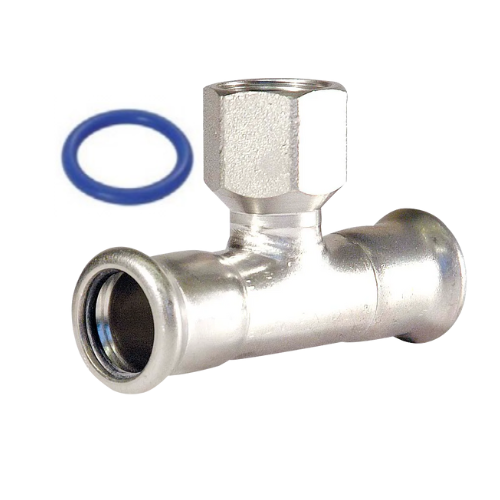 M-Press Fittings - Stainless Steel 316 Steam - M-Profile - Press Fit - Female Iron Branch Tee - 15mm x 15mm x 3/8"