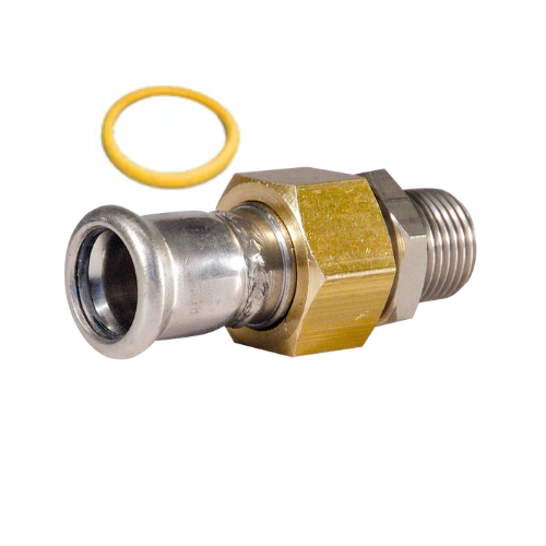 M-Press Fittings - Stainless Steel 316 Gas - M-Profile - Press Fit - Male Union with Flat Seal - 42mm x 1 1/2"