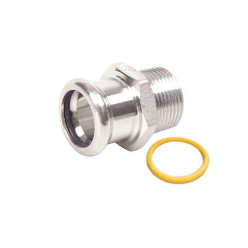 M-Press Fittings - Stainless Steel 316 Gas - M-Profile - Press Fit - Male Iron Coupling - 15mm x 1/2"