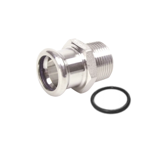 M-Press Fittings - Stainless Steel 316 Water - M-Profile - Press Fit - Male Iron Coupling - 35mm x 1"