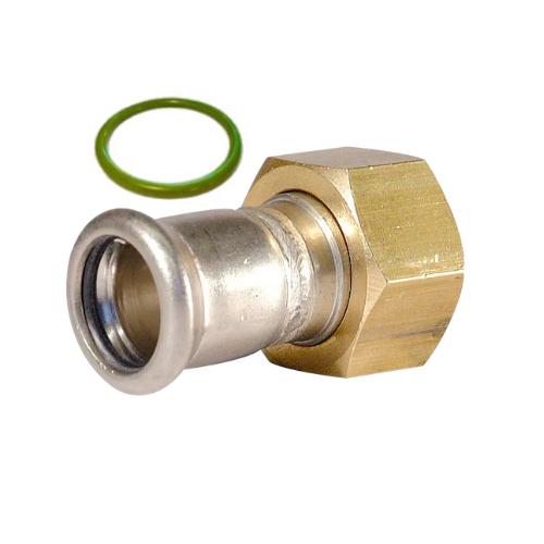 M-Press Fittings - Stainless Steel 304 FKM for Solar, High Temp, Compressed Air & Industrial Heating - M-Profile - Press Fit - Straight Tap Connector - 22mm x 1"