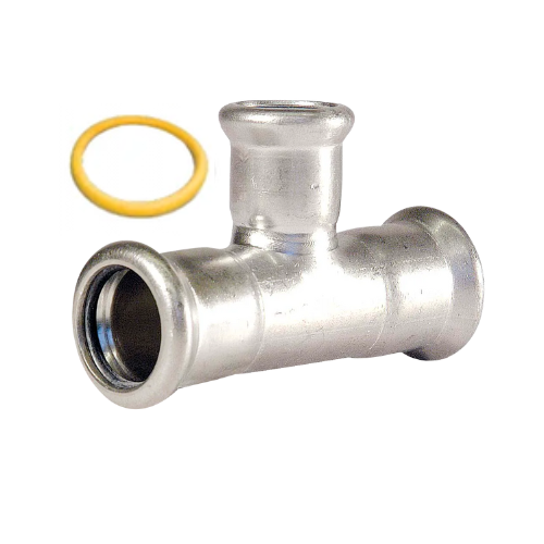 M-Press Fittings - Stainless Steel 304 Gas - M-Profile - Press Fit - Branch Reducing Tee - 22mm x 22mm x 15mm
