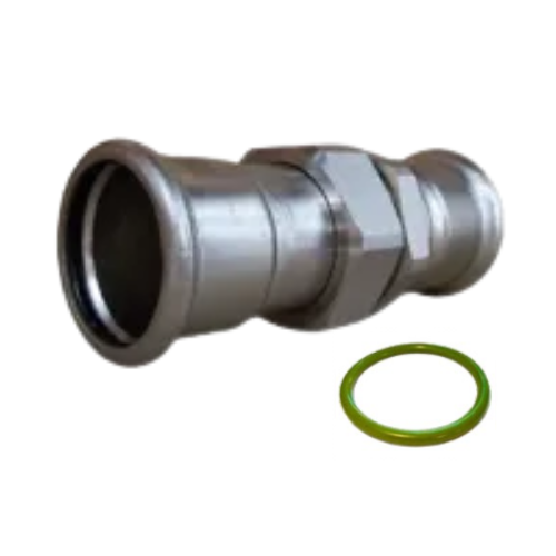 M-Press Fittings - Stainless Steel 316 FKM for Solar, High Temp, Compressed Air & Industrial Heating - M-Profile - Press Fit - Union with Flat Seal - 28mm