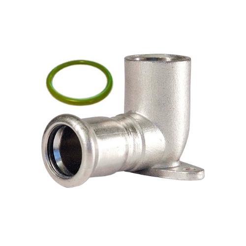 M-Press Fittings - Stainless Steel 304 FKM for Solar, High Temp, Compressed Air & Industrial Heating - M-Profile - Press Fit - Wallplate Elbow - 15mm x 1/2"