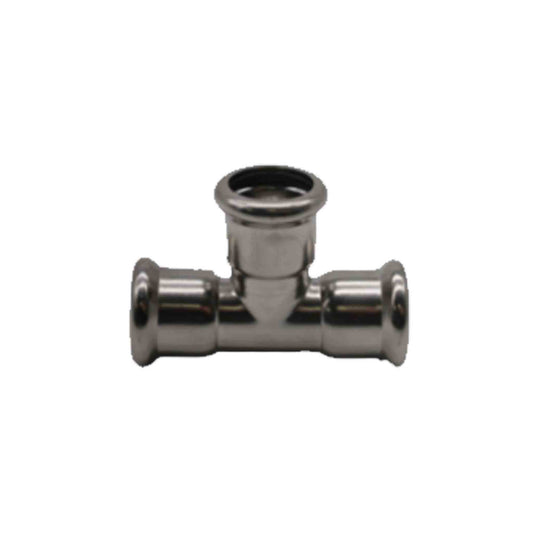 Press Fit Equal Tee - M Profile - Stainless Steel Water - 22mm