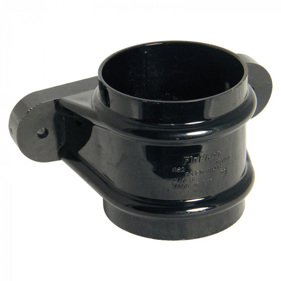 FloPlast 68mm Round - Downpipe Socket & Fixing Lugs - Black - RS2B