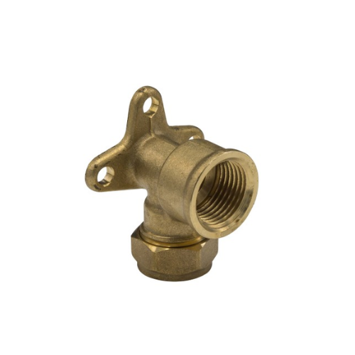 Brass Compression - Wallplate Elbow - 15mm x 1/2"