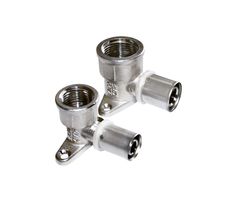 NovaTherm Wall Plated Female Elbow NF5 Crimp Fitting (Pack of 5) - 16mm x 1/2" - NF5-L1216x1/2F(Z)